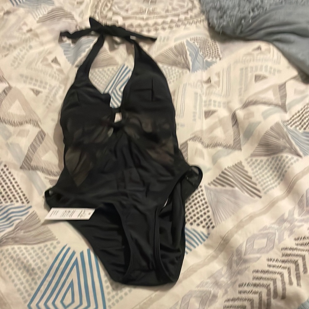 Black Halter One-Piece Swimsuit size small